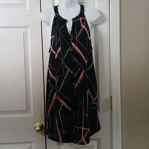 Banana Republic sleeveless casual navy abstract print pocket  dress Sz MP EUC